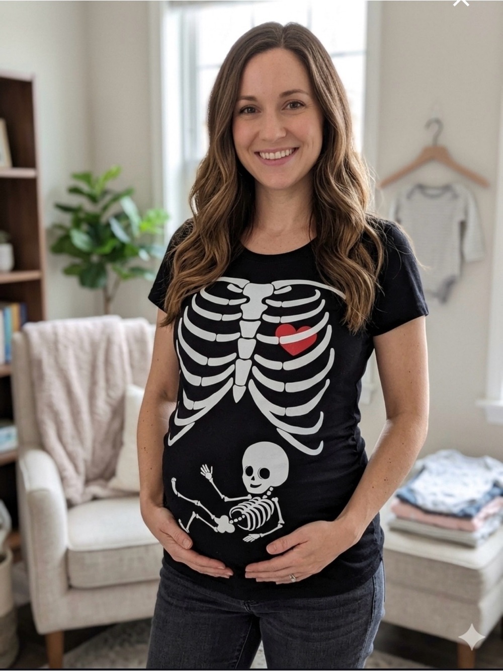 Playful Maternity Skeleton Heart Soft Tee - Black. Size M
NWOT